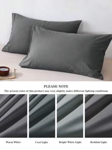 1 pieza Funda de almohada de color gris oscuro, de unicolor y estilo japonés sencillo, para niños y niñas, estudiantes, dormitorio, para todas las estaciones, que no se deshilacha fácilmente. Excluye el relleno de la almohada. Ropa de cama, artículos para el hogar, tamaños individual, doble, queen, king.