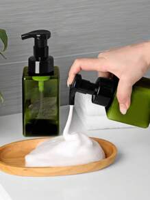 1pc/2pcs Square Plastic Pump Bottle, Bath Shower Gel Shampoo Storage Empty Bottle, Home Use Liquid Soap Foaming Dispenser, Facial Cleanser Foaming Pump Bottle