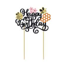 1 pieza Decoración para pastel Abeja feliz Día de la Torta Tóper de abeja feliz Decoración para pastel de fiesta de cumpleaños con temática de abeja Suministros de decoración para fiestas de cumpleaños - Multicolor - Ver 7
