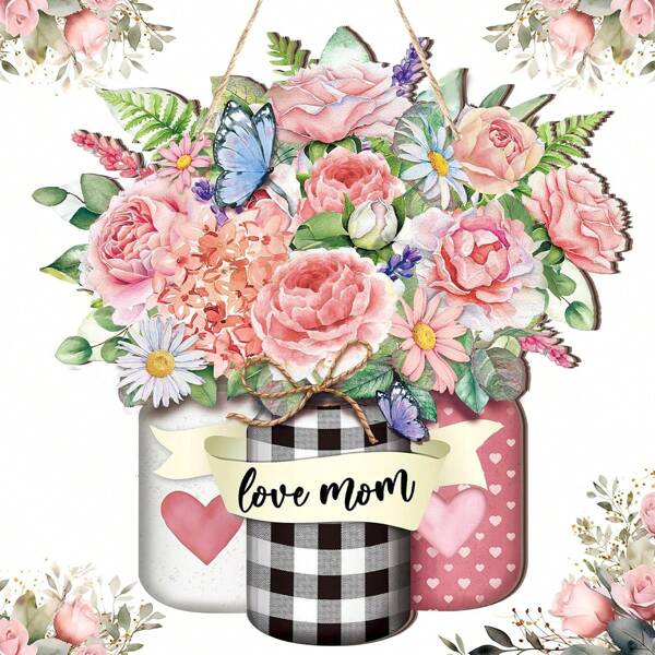 Mother's Day Home Decoration, Mother's Day Gifts, Gifts For Mom, Welcome Sign, Mother's Day Flower Decoration, Wooden Hanging Door Sign, Outdoor Decoration, Farmhouse Porch Front Decoration, Mother's Day Surprise Party Decoration