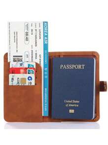 1pc Passport Holder Minimalist Travel Accessory - Convenient Storage Passport Multi-Card PU Passport Holder - Snap Closure Faux Leather Lining Airplane Pattern Holiday Supplies Travel Items Passport Wallet Travel Accessories Business Casual Woman And Man Travel Essentials Travel Must Haves For Travel And Back To School For Gift Giving Family Friends Lovers Mother's Day Gift