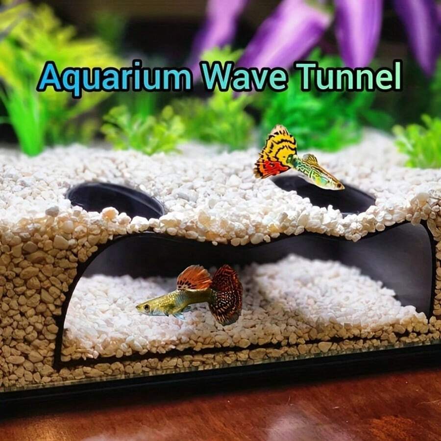 Aquarium Cave Underwater Tunnel, Aquarium Landscape Decoration, Pet Fish Hiding Cave For Playing And Resting, Fish And Shrimp Shelter Hideaway - Black - View 1