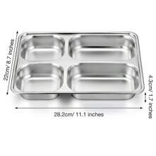 1pc Stainless Steel Lunch Tray Square Thickened Deepened Children Students Lunch Box Tableware Compartmentalized Lunch Tray Food Divider - Multicolor - View 11