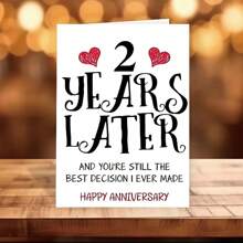 1pc Romantic 2nd Anniversary Greeting Card With Envelope - "2 Years Later" Sweet Message, Perfect For Him Or Her, Creative Wedding Anniversary Gift Idea, Blank Inside For Touch, Anniversary Gift For Couple - Multicolor - View 7
