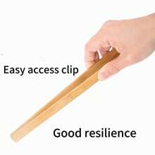 1 件木制夹子，耐高温厨房用具，用于烧烤牛排、盛放面包、水果和意大利面，木制食物夹子 - 原色 - 查看 6