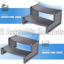 Spa Step Hot Tub 2-Step Universal Outdoor Indoor Step Stool Pool Ladder Plastic Slip Resistant Striped - Dark Gray