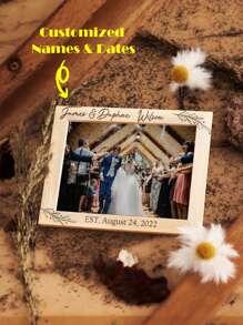 Moldura de Foto de Casamento Personalizada com Nome e Texto, Moldura de Foto de Noivado Personalizada com Modelos Verticais e Horizontais, Moldura de Foto Familiar Gravada Universalmente, Moldura de Foto de Casais, Presente de Formatura para Ela, Decoração do Dia dos Namorados, Multifuncional, Ornamental, Anti-Mofo, Reutilizável, Adorável, Fofo, Vintage, Colorido, Personalizado, Único, Presentes Ideais para Ele, Presentes Ideais para Atualização de Quarto, Aniversário, Atualização do Lar