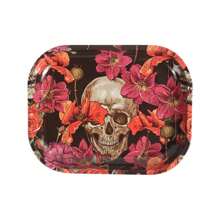 JBNG Leuchtende Blumen mit Totenkopf-Motiv Rollplatte und Grinder