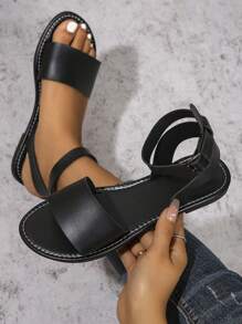 2025 Spring/Summer New Stylish Casual Roman Style Women One-Buckle Comfortable Open Toe Sandals