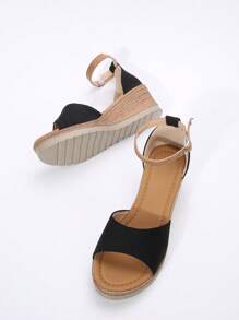 Sandal đế xuồng quai ngang hở mũi thời trang mới mùa hè dành cho nữ, món đồ thiết yếu khi đi du lịch. - màu đen - Xem 10