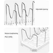 1pc Expandable Kitchen Organizer Rack,Pot And Pan Organizer Kitchen Organizer -Space-SavingExpandable Shelf With Pot Lid Holder, Utensil Rack, Utensil Holder,Dish Drainboard,Pot Rack, Can Be Placed On Countertop Or Inside Drawer, Multi-Functional Storage Rack