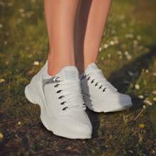 Women's Chunky Sneakers Metallic - 白色/銀色 - 查看 5