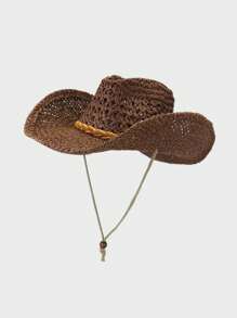 1 件男女通用草帽，波西米亚风格休闲复古优雅宫廷街头时尚韩国草编宽边牛仔太阳帽，适合日常外出、徒步旅行、海滩、旅行 - A - 查看 7