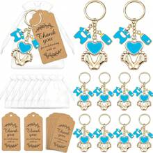5/10/15/20 Bộ Quà tặng Tiệc mừng em bé chào đời có Móc chìa khóa thiết kế kèm Túi vải Organza màu trắng và Thẻ cảm ơn Quà tặng Tiệc mừng em bé chào đời cho bé trai và bé gái Đồ dùng thiết yếu cho ngày lễ Thích hợp cho Tiệc mừng em bé chào đời, Sinh nhật và Trang trí sự kiện - cũ A - Xem 16
