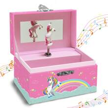 Women's Jewelry Box - Musical Jewelry Box With Drawer, Decorated With Fluttering Unicorn, Pink Unicorn Cute Design, Collectible Earrings, Necklaces, Bracelets, Rings Keepsake Organizer, Birthday Gift Summer Storage Organizer Gift Back To School - Multicolor - View 4