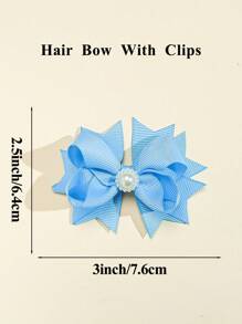 2pcs 3-Inch Fashion Hair Clips For Girls, With Clips, Suitable For Holidays, Parties, School And Other Occasions - Blue - View 5
