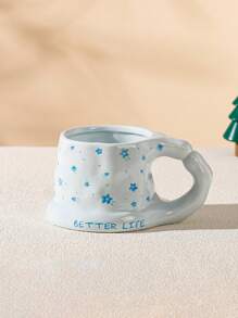 1pc Ceramic Mug, Korean Minimalist Cute Coffee Cup & Saucer, Nordic Minimalist Vintage Household Water Cup, Matcha Dessert Cup, Suitable For Tea, Arabic Coffee, Large Capacity American Coffee Cup, Suitable As A Gift For Friends And Relatives, Microwave And Dishwasher Safe