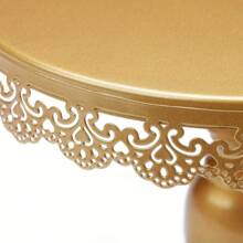 1pcsRound Golden Cake Stand, Elegant Lace Decorated Dessert Tray, Suitable For Weddings, Birthdays, Parties, Celebrations, Cake Display Stands