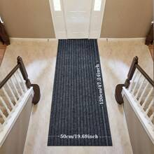 Alfombra a rayas, lavable y antideslizante, en negro y gris, felpudo de cocina fácil de limpiar, apto para baño, pasillo, entrada