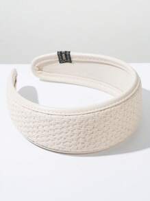 1pc 2025 New Vintage Leather Woven Wide Headband For Women, High-End Daily Versatile High Crown Head Hoop Hair Accessory