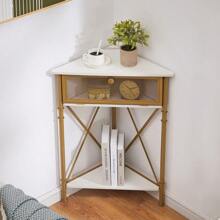 UVVECELO Corner Table For Small Spaces Multipurpose Storage Cabinet Shelf Organizer With Flip Door In Living Room Bedroom Kitchen Bathroom Gold