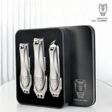 1 stuk, dikke nagelknipper voor heren, brede kin, geen spatnagelknipper, met opvangbak, Duitse teennagelknipper, dikke nagelknipper voor ouderen, nagelknipper van koolstofstaal voor volwassenen, met geschenkdoos