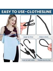 1PC Portable Clothes Clothesline With 12 Clips Retractable Washer Dryer Clothesline Drying Rack Punch-Free Retractable Clothesline. Camping Accessories Travel Clothesline For Outdoor Indoor, Retractable Clothesline Elastic Clothesline For Campers Hotel Room ﻿
