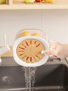 1 二合一双层沥水篮，带折叠手柄的水果沥水容器，果蔬清洁碗，二合一易用，沥水篮，水果收纳篮，蔬菜沥水篮，蔬菜干燥机，多功能食物滤网，冰箱保鲜篮，厨房小工具，加厚水果碗，滤网 - 彩色 - 查看 5