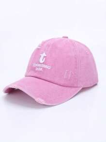 1pc Women's Embroidered Star Distressed Ponytail Baseball Cap, Outdoor Adjustable Sun Protection Casual Hat For Spring Autumn Travel Beach Holiday, Y2K Style Youth Cap For Men