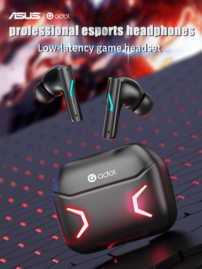 ASUS سماعات أذن من أسوس جديدة بلاسلكية، بميكروفون داخلي، للإجابة على المكالمات والتحكم بالموسيقى واللعب، مع لمسة متعددة الوظائف وقاعدة شحن