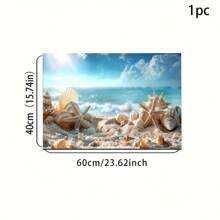 1 pezzo Tappetino antiscivolo in silicone con stampa di conchiglie e stelle marine, tappeto da bagno, tappetino doccia in piedi, tappetino da bagno elegante per la lavanderia, vassoio doccia lavabile e carino, accessorio per la decorazione della casa, adatto per soggiorno, camera da letto, cucina, ingresso, idea regalo per la casa