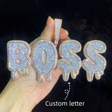 Plus Size Teardrop Cubic Zirconia Custom Letter & Number Hip-Hop Men's Pendant Necklace, Shiny &,Gold,Stylish,Colorful,Vintage,Simple,Unisex,Casual,Cuties,Custom,Personalized,Unique,Ideal Gifts For Him,Ideal Gifts For Her,Her,Boyfriend,Girlfriend,Dad,Mom,Family,Friends,For Anniversaries,For Birthdays,For Graduation,For Prom,For Party