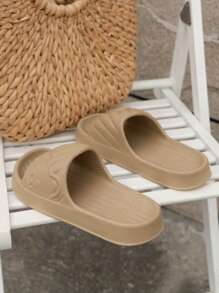 Women's Cute Bear Pattern Slippers For Indoor Home, Bathroom, Dorm, Office, Simple Soft Bottom Comfortable Beach Sandals, Spring/Summer - Khaki - View 7