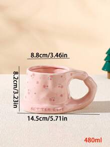 1pc Ceramic Mug, Korean Minimalist Cute Coffee Cup & Saucer, Nordic Minimalist Vintage Household Water Cup, Matcha Dessert Cup, Suitable For Tea, Arabic Coffee, Large Capacity American Coffee Cup, Suitable As A Gift For Friends And Relatives, Microwave And Dishwasher Safe