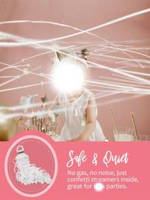 5pcs Streamers Poppers, White Hand Throw Confetti Poppers, No Mess Paper Crackers For Bridal Shower Birthday Wedding Anniversary Party Celebrations, Party Supplies