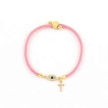 1pc New Classic Pave Zirconia Eye Cross Pendant Colorful Adjustable Rope Bracelets For Women - Bracelet - View 5
