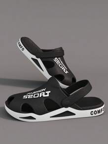 Men's Closed-Toe Breathable EVA Sandals - Summer Indoor/Outdoor Soft Sole Anti-Odor Slippers For Beach Walking, Casual Wear & Outdoor Activities - Black - View 2