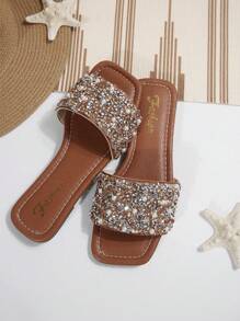 Elegant Women's Sandals, Provide Ultimate Comfort, Soft Soles, Colorful Style, Sparkling Crystal Decorations, Suitable For Daily Wear, Fashionable And Comfortable Shoe Choice For Women