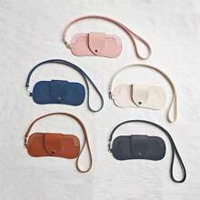 1 Stück weiches Ledersonnenbrillen Etui, schmale Brillen-Tasche, Brillenhalter, Brillen-Organizer zum Umhängen mit Anti-Druck-Schutzbox, Reiseetui für Brillen für Frauen und Männer