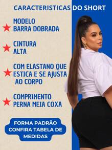 Bermudas Plus Size Sarja Preta Shorts Com Lycla (Elastano)