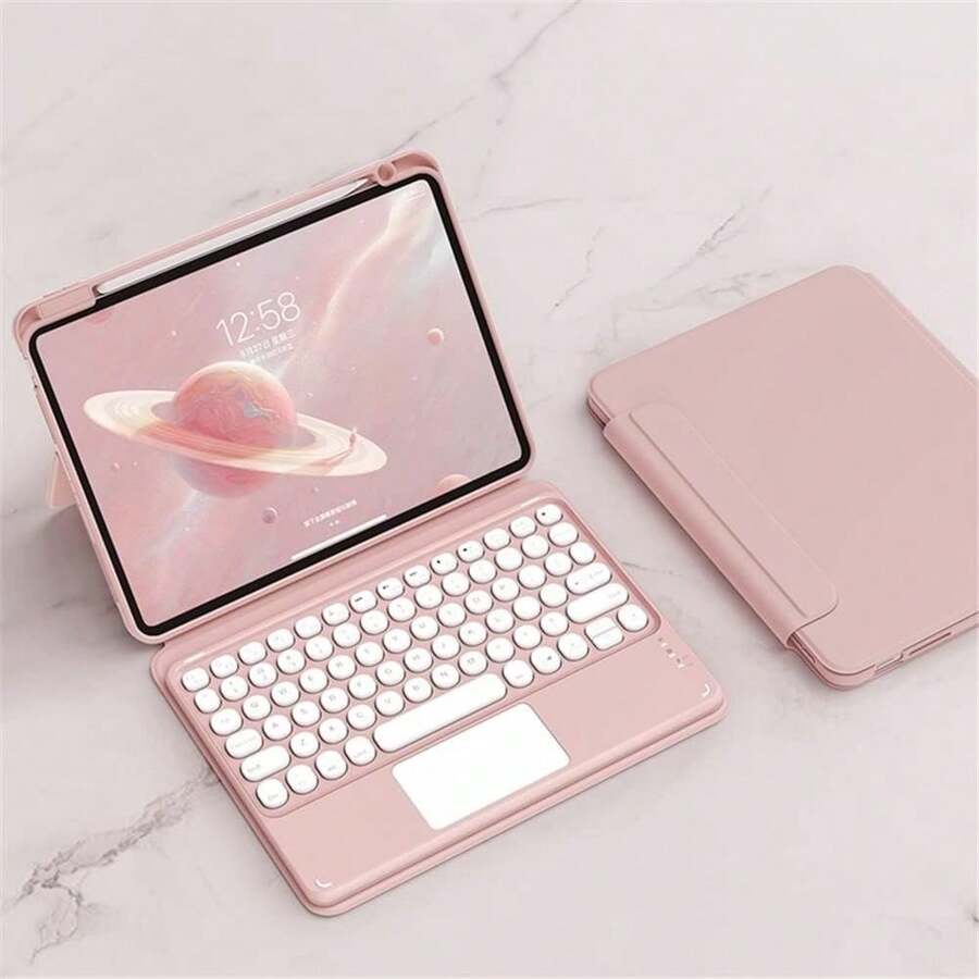 For IPad 10th Generation Case With Keyboard, 7 Color Backlight, Multi-Touch Trackpad, Flip Stand Case With Pencil Holder,  For IPad (A16) 11th/10th Gen (2025/2022), Black - 粉色 - 查看 1