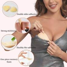 1 双粘性聚拢文胸 - 双面粘合防水胸垫，增强垫可重复使用加垫超即时提升插入物，适用于运动文胸泳衣、沙滩必需品、沙滩配件、泳池浮板