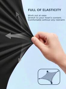 Men's High Elastic English Reflective Zipper Pocket Drawstring Ankle-Length Pants, Lightweight Casual Sports Trousers Suitable For Running, Workout, Hiking, Cycling, Spring & Autumn - Black - View 6