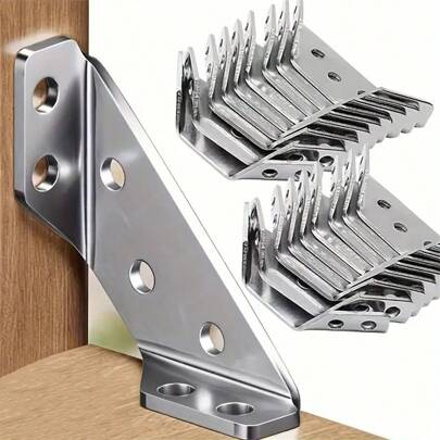 5/15/30pcs Heavy Duty 304 Stainless Steel Angle Braces 90-Degree Angle Connectors Brackets Perfect For Cabinets & Furniture, Industrial Hardware