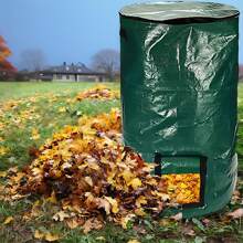 1 confezione di sacchi per compostiera, sacchi per rifiuti da giardino riutilizzabili da 34 galloni (circa 91,6 L), sacchi per prato, sacchi per giardino, sacchi per compost, bidoni della spazzatura con coperchio con cerniera e manici, per foglie e carico di rifiuti