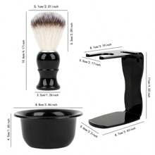 男士剃须刷套装，合成纤维野猪鬃毛胡须刷，带剃须皂碗和支架
