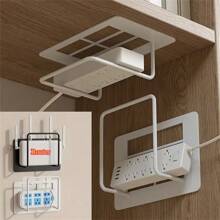 2 Stück moderner Gusseisen Wandhalterung ohne Bohrung. Box Halter, WLAN Regal, WLAN Wandhalterung für Set-Top Box, breite flache Plattform Kabelbox Halter, einfache Installation Mehrfachsteckdose und Modemhalterung, Routeraufbewahrungsbox, WLAN Halterung, Wandhalterung für Set-Top Box