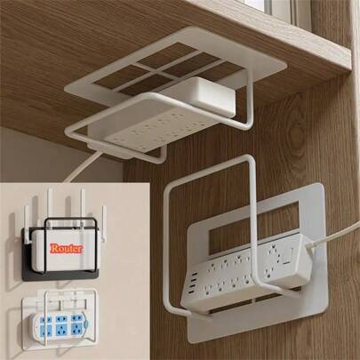 2个时尚铸铁易安装壁挂式路由器支架。适用于机顶盒放置、Wi-Fi机架、Wi-Fi机架固定装置、壁挂式机顶盒、宽平台电缆盒支架、易安装电源条和调制解调器展示架、路由器收纳架、路由器放置架、Wi-Fi机架、固定式壁挂机顶盒支架。