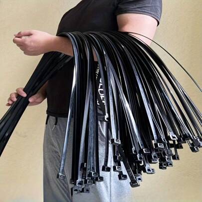 Schwere Nylon Kabelbinder, selbstverschließende extra lange Kunststoff-Kabelbinder, Schwarz/Weiß, groß, stark