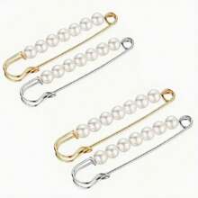 4pcs New Faux Pearl Waist Pin Scarf Safety Bandana Clip Shawl Buckle Pin Brooch Women Sweater Pin Brooch For Clothes, Women Fashion Accessories Perfect Gift